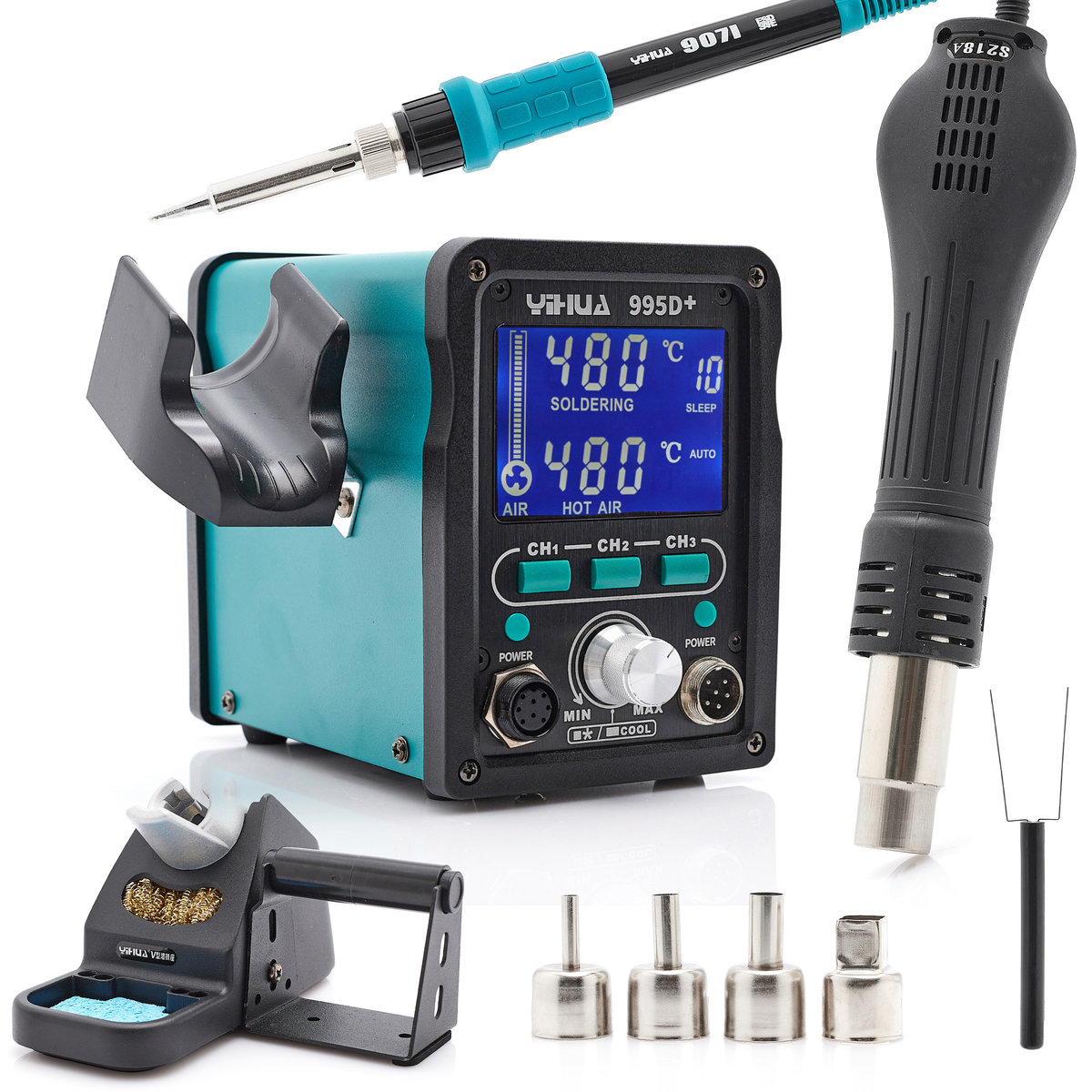 Stacja Lutownicza 2W1 Yihua 995D+ Najnowsza Wersja