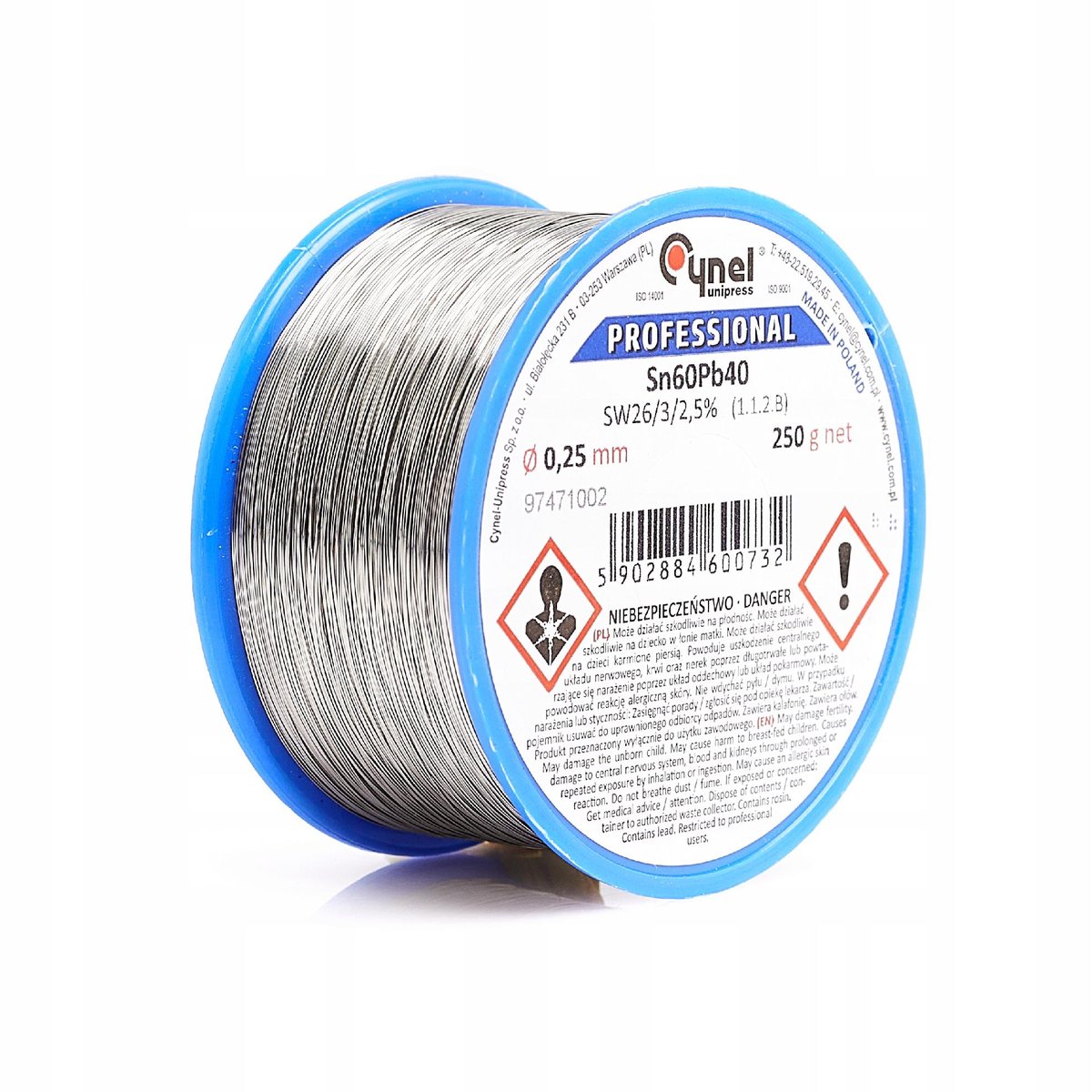 Cyna Z Topnikiem 0,25Mm 250G Cynel Spoiwo Sn60Pb40