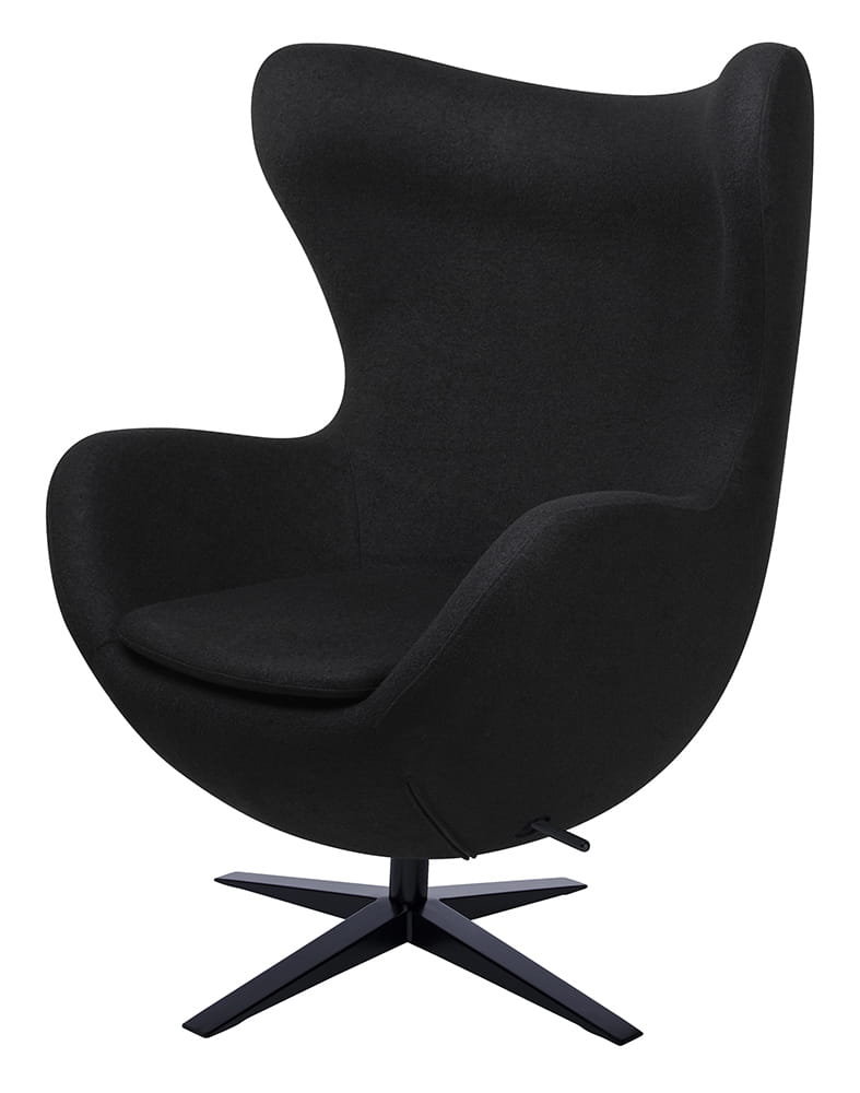 Fotel EGG SZEROKI BLACK czarny.4 - wełna, podstawa stal HE-066.BLACK.4B - King Home 