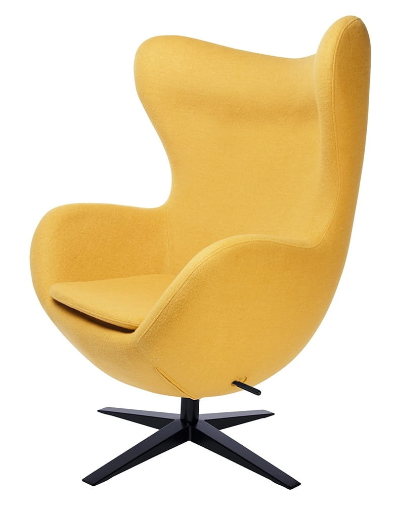 King Home Fotel EGG SZEROKI BLACK musztardowy.13 - wełna, podstawa czarna HE-066.YELLOW.13.B