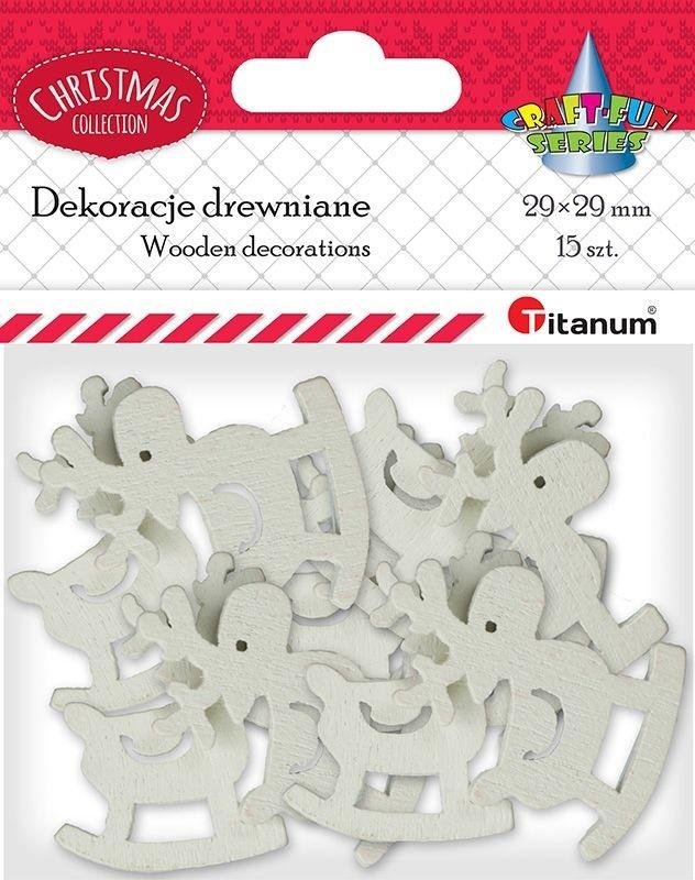 Titanum Dekoracje Drewniane Renifery Na Biegunach 15szt Białe Craft-fun Series