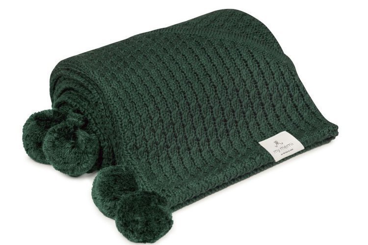 My Memi, Kocyk bambusowy z kapturkiem, Bottle Green