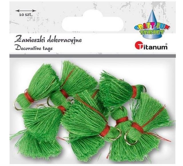 Titanum Zawieszki frędzle z muliny zielone 10szt
