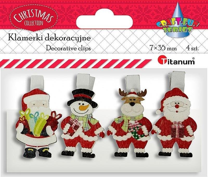 Titanum Klamerki drewniane z dekorem 4szt