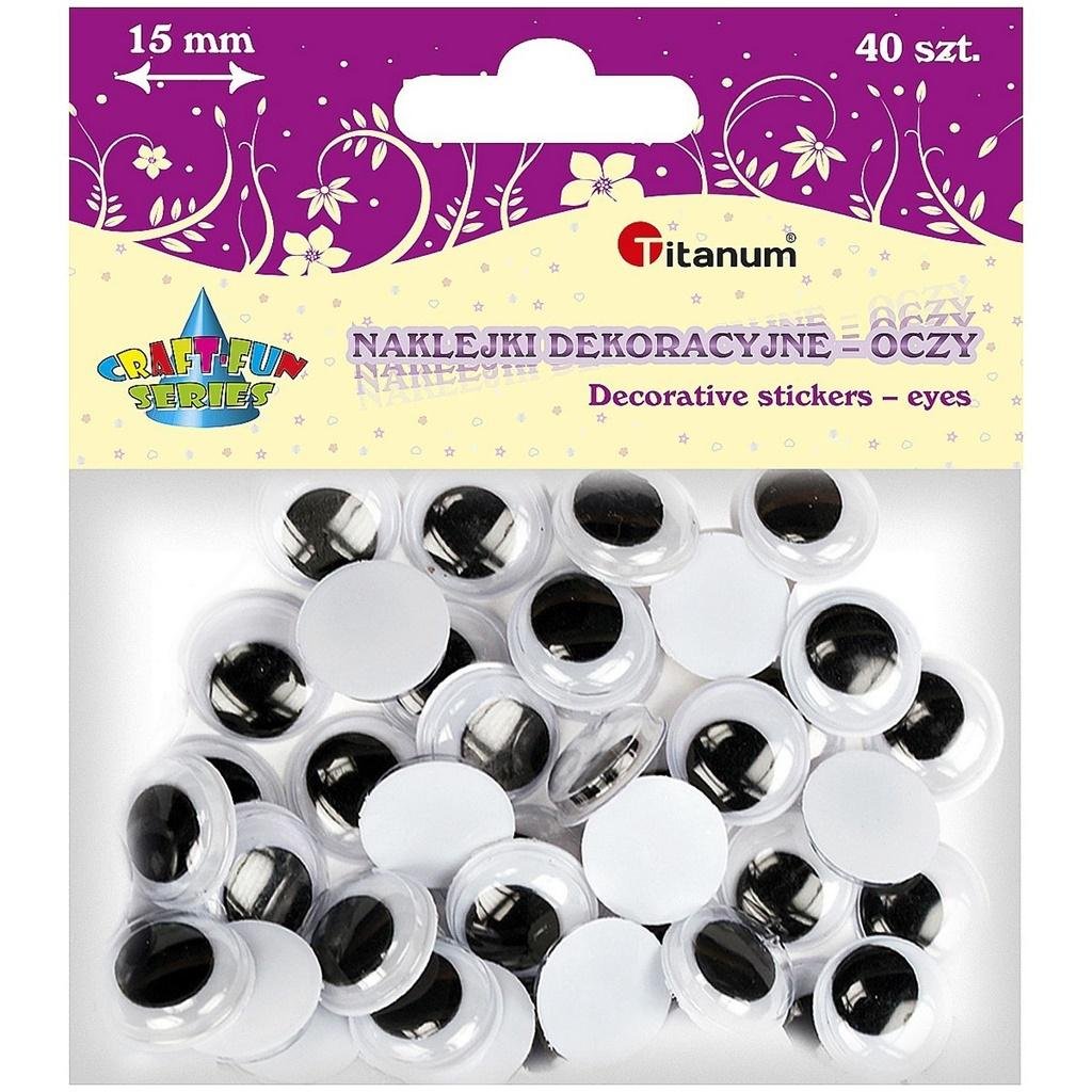 Titanum Oczy samoprzylepne bez rzęs 15mm okrągłe 40szt