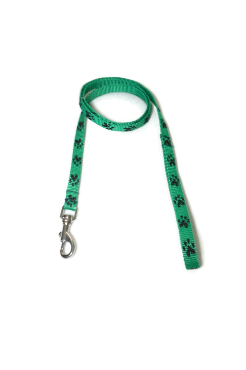 Smycz ALIZOO A-163 łapki, 15 mm x 130 cm zielona
