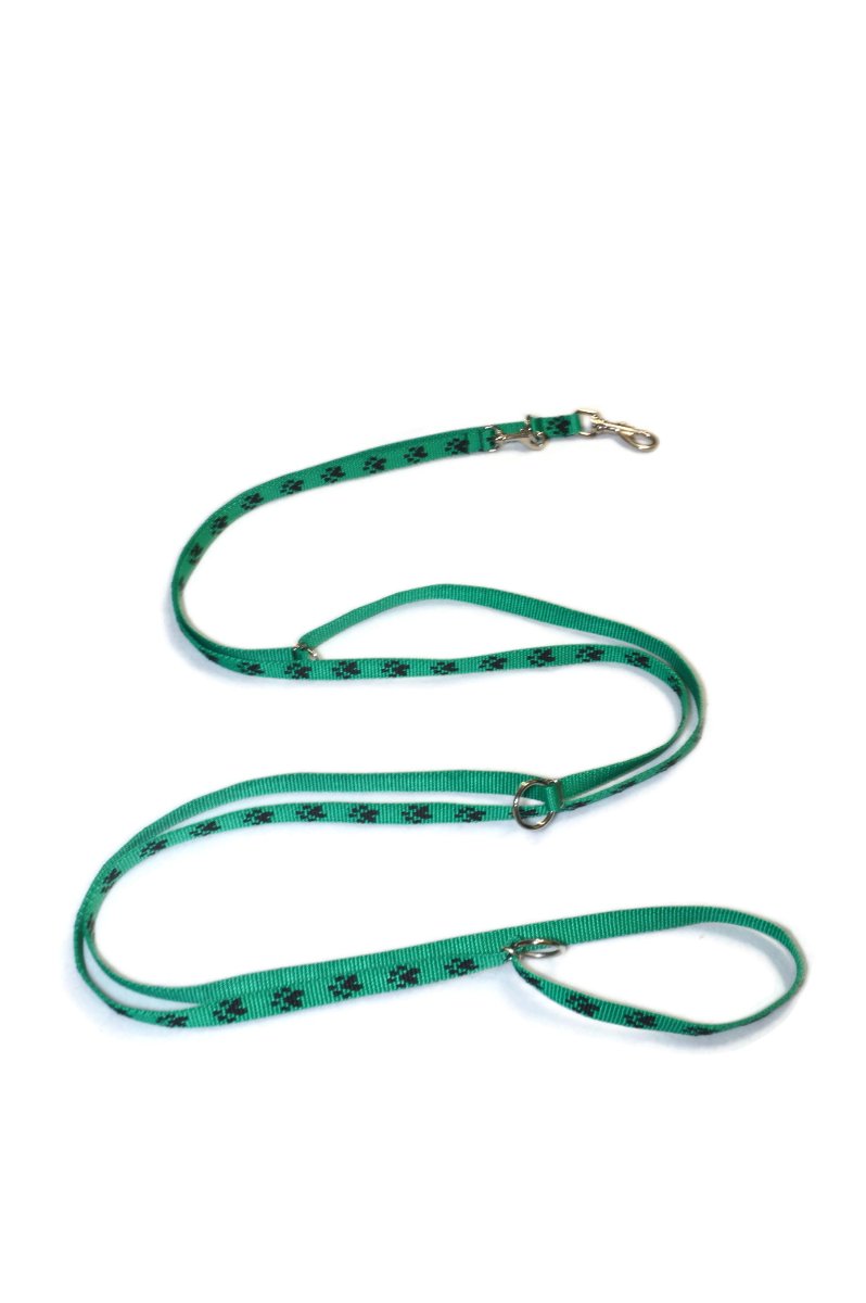 Smycz ALIZOO A-174 łapki, 15 mm x 330 cm zielona