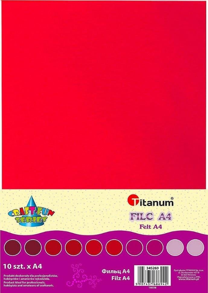 Titanum Filc arkusz A4 10szt czerwone