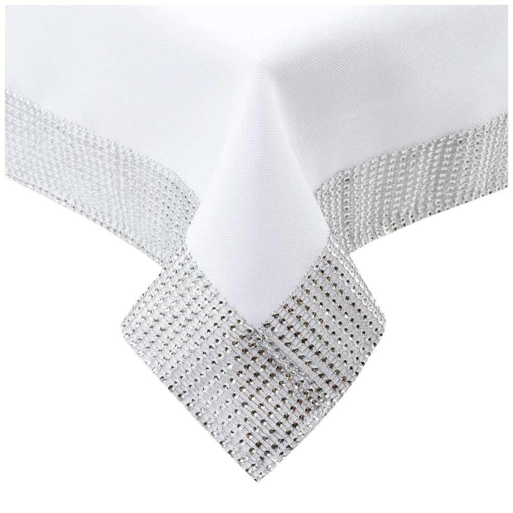 Łóżkoholicy Obrus Plamoodporny Diament Cyrkonia Biały 140x240