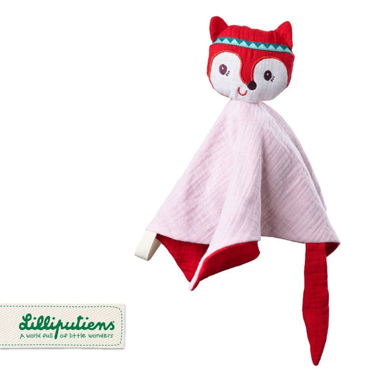 Lilliputiens Muślinowy Komforter dou dou z Mini - Pacynką na Palec Lisiczka Alice 0 m+