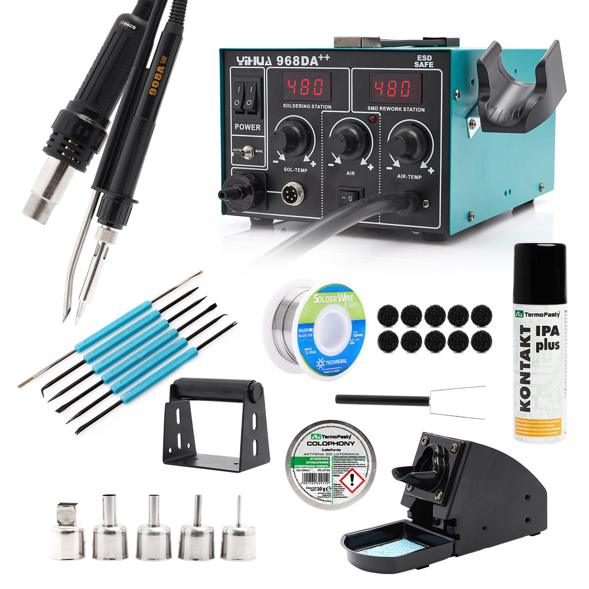 Stacja Hot Air 968Da++ +Cyna+Kalafonia+Kontakt Ipa