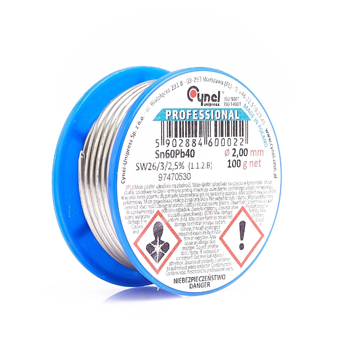 Cyna Z Topnikiem 2,00Mm 100G Cynel Spoiwo Sn60Pb40