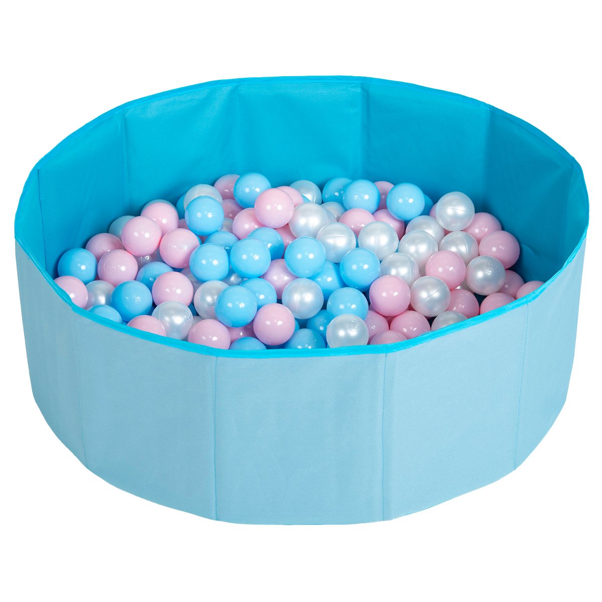 Selonis, suchy basen składany z piłeczkami 6cm niebieski: babyblue-pudrowy róż-perła 80x23/300piłek