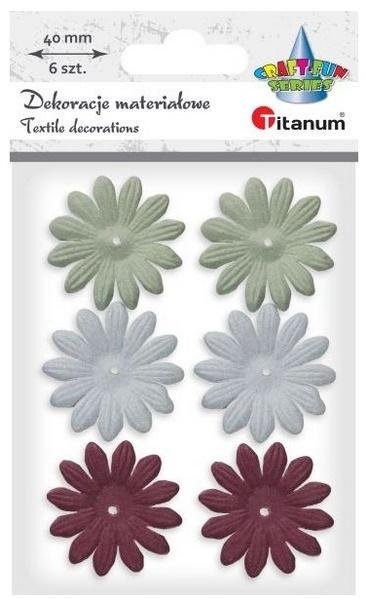 Titanum Kwiaty materiałowe pianka 3D 40mm mix 6szt