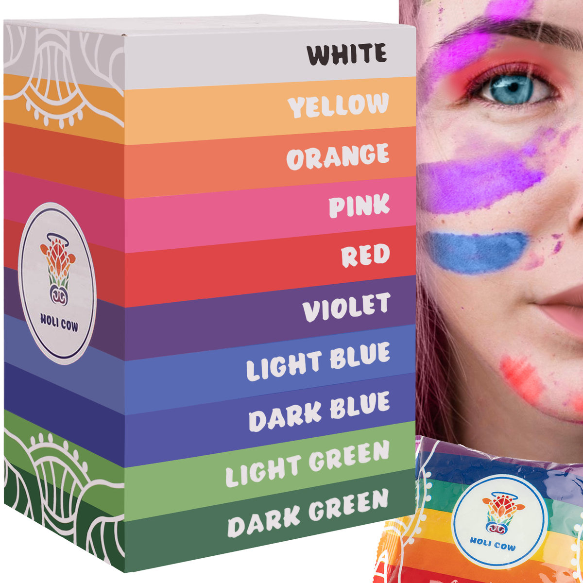 Holi Powder Kolorowy Proszek Festiwal Zestaw 10szt ISO TRADE