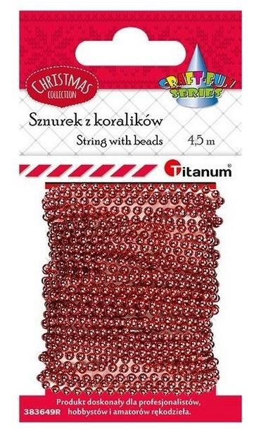 Titanum Koraliki na sznurku 3mmx4,5m czerwone