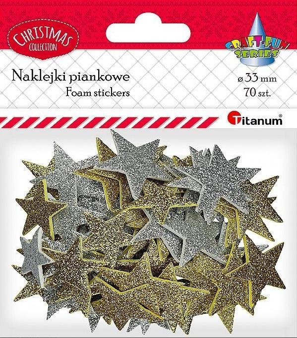 Naklejki piankowe gwiazdki 33mm mix 70szt