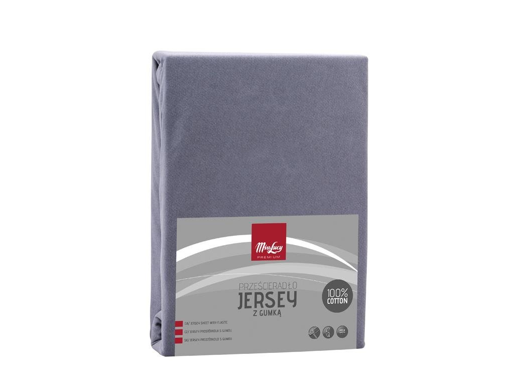 Fl1 PRZEŚCIERADŁO JERSEY Z GUMKĄ 140X200CM GRAFIT 80A-PRZ-J140GRA