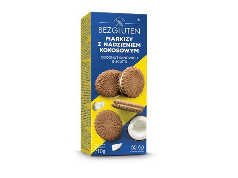 BEZGLUTEN Bezgluten Markizy z nadzieniem kokosowym bezglutenowe 210g