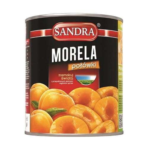 MORELE POŁÓWKI W SYROPIE 850ml SANDRA