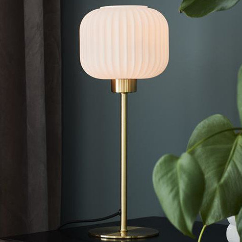 Markslojd lampa stołowa Sober 1L E14 szczotkowany mosiądz/biała 38,1cm 108120