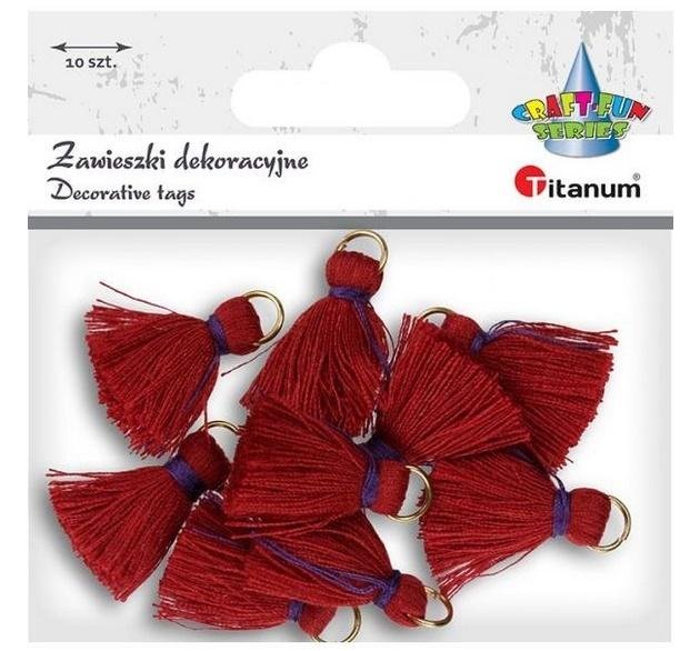 Titanum Zawieszki frędzle z muliny czerwone 10szt