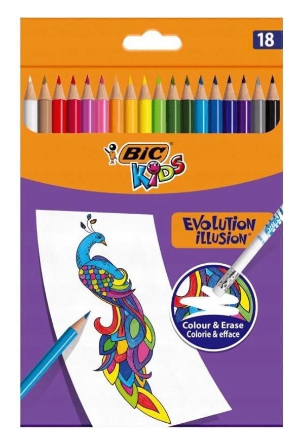 BIC Kredki ołówkowe z Gum 18kol/180 Bc Kids Evolut Illusi