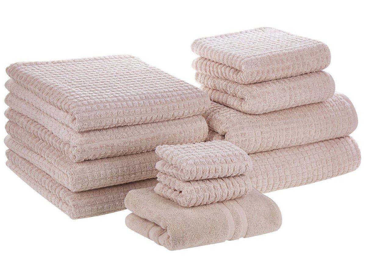 Beliani Komplet 11 ręczników bawełniany różowy ATAI