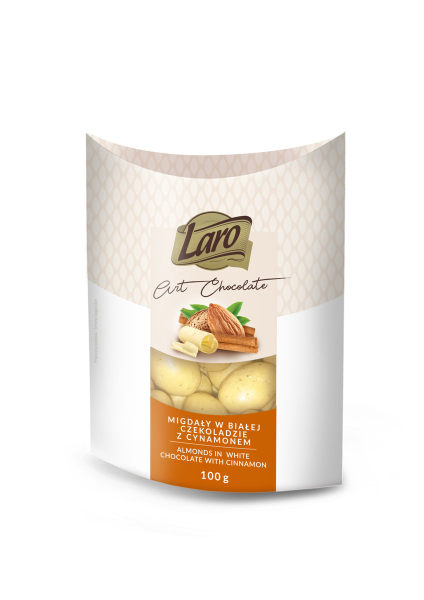 Laro, migdały w białej czekoladzie z cynamonem, 100 g