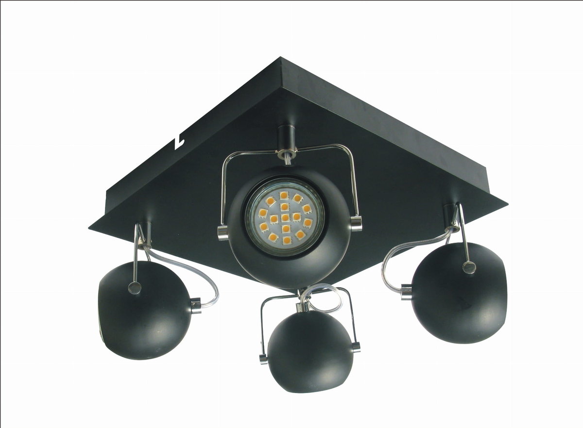 Candellux TONY Plafon LED 4X3W GU10 Czarny MAT 98-25036