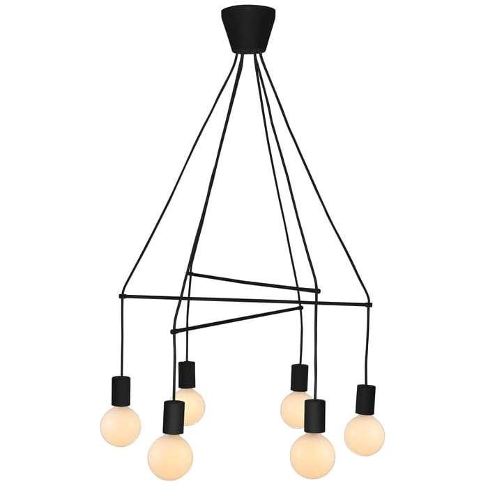 Candellux Lighting lampa wisząca czarna ALTO 36-70937 w stylu industrialnym żyrandol do pokoju na 6 żarówek 36-70937