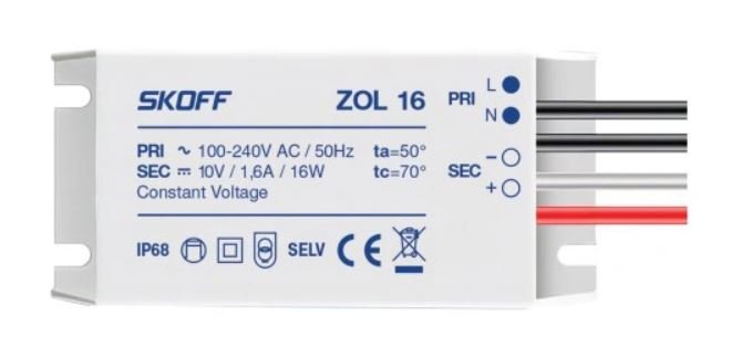 Skoff Transformator do taśmy LED (TANGO, RUEDA) ZOL 16/10V-16W