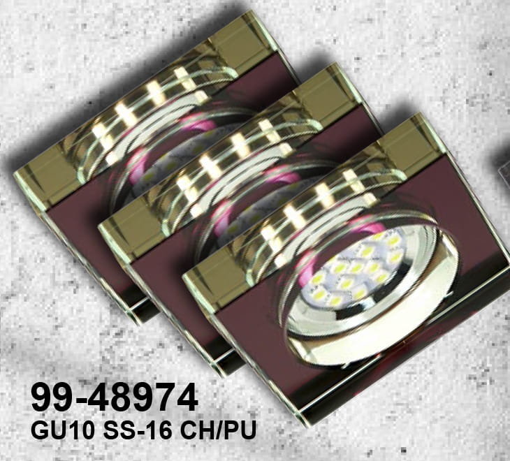 Candellux Zestaw trzech opraw SS-16 CH/PU fiolet 3X3W GU10 LED Z ŻARÓWKĄ kwadrat fiolet