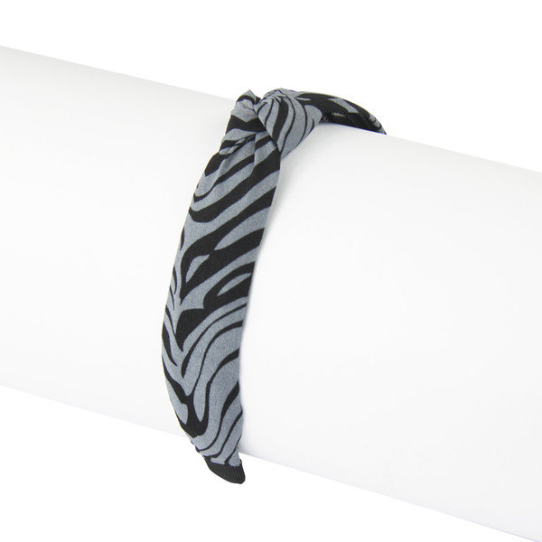 Donegal Opaska do włosów z węzłem 001 Szara Zebra