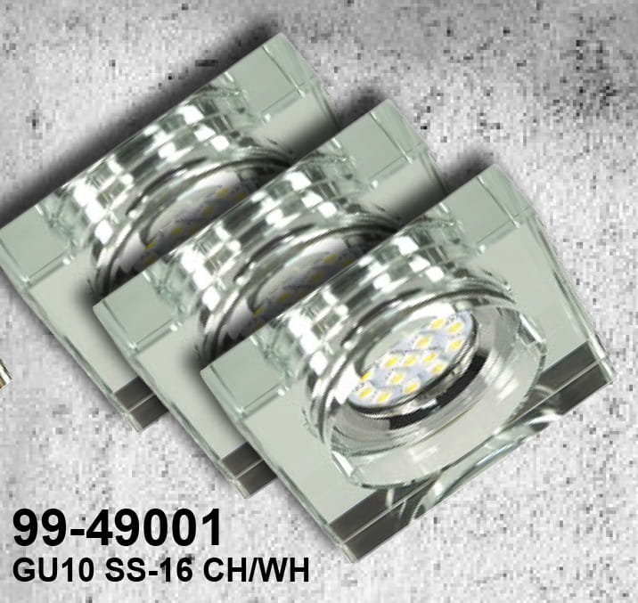 Candellux Zestaw trzech opraw SS-16 CH/WH 3X3W GU10 Z ŻARÓWKĄ LED bezbarwny
