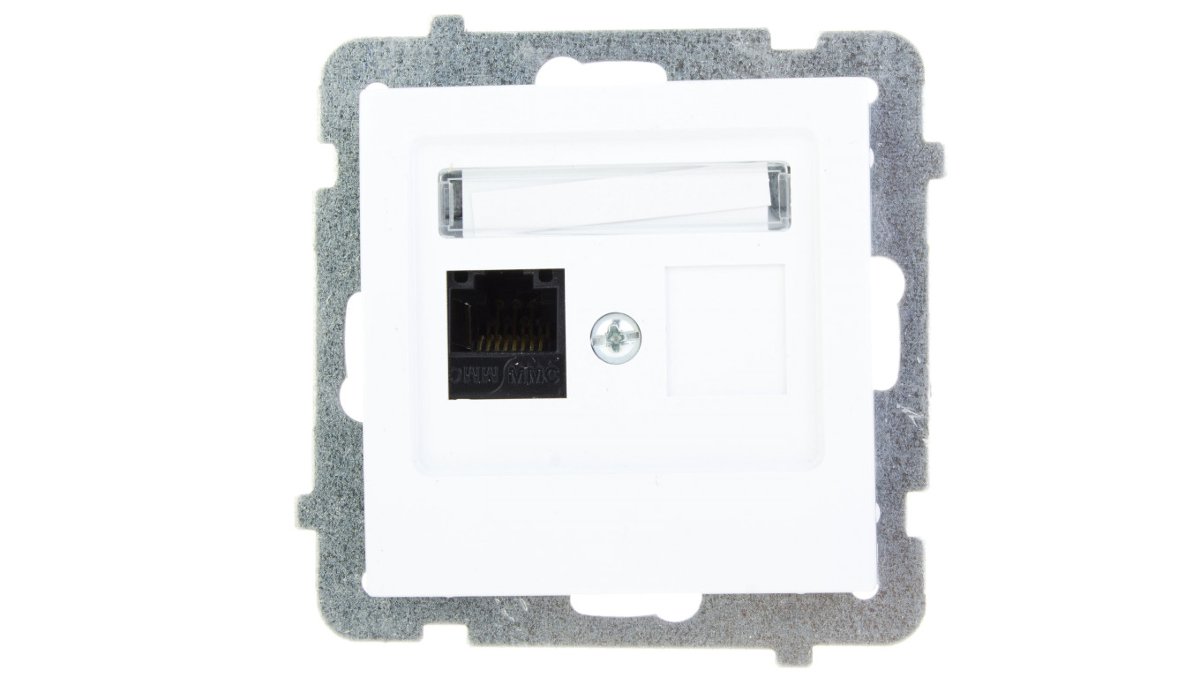Ospel komputerowe pojedyncze RJ45 kat.5e, bez ramki - Ospel As GPK-1G/K/m/00, kolor biały