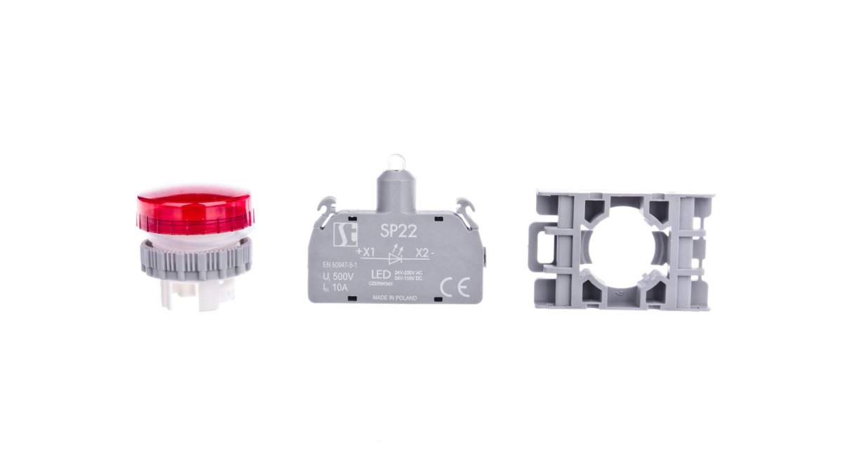 Spamel Lampka sygnalizacyjna 22mm czerwona 24-230V ACDC SP22-LC-LED-UNI\ACDC SP22-LC-LED-UNI\AC/DC