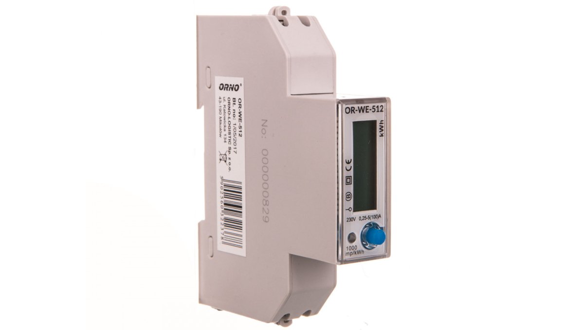 Orno 1 fazowy 5(100)A Wskaźnik licznik zużycia energii elektrycznej MID OR-WE-512 2378 OR-WE-512