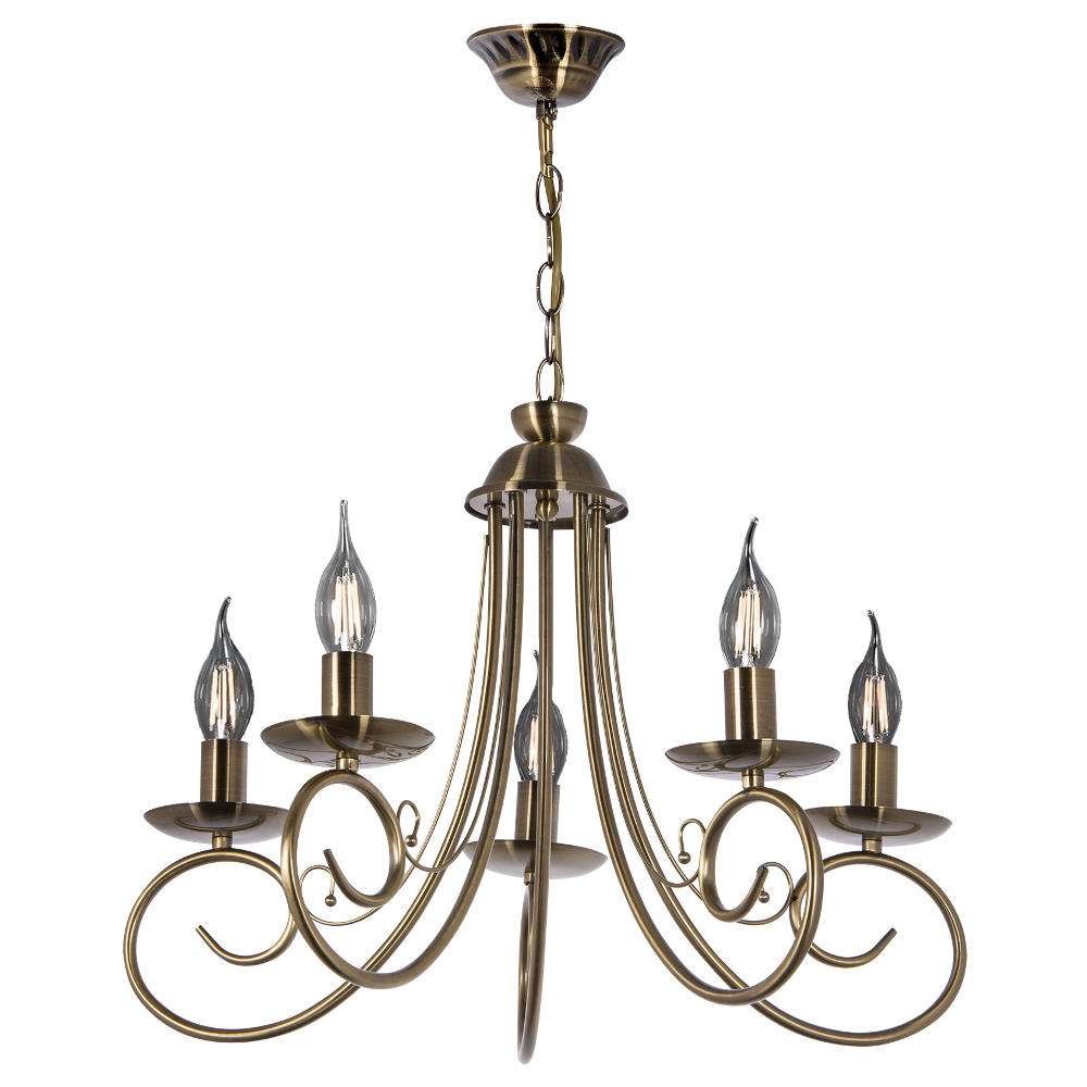 Inne Żyrandol LAMPA wisząca VEN W-N 1541/5 PN świecznikowa OPRAWA metalowy ZWIS na łańcuchu patyna VEN W-N 1541/5 PN