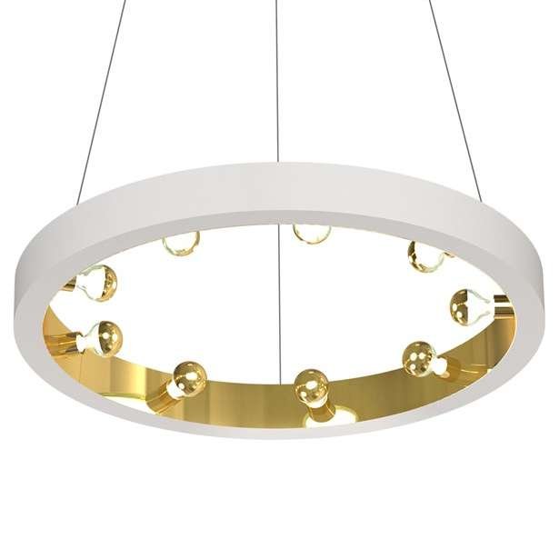 Milagro by Zień Wisząca LAMPA loft CASSIOPEIA 5035 by Zień okrągła OPRAWA metalowy ZWIS pierścień biały złoty