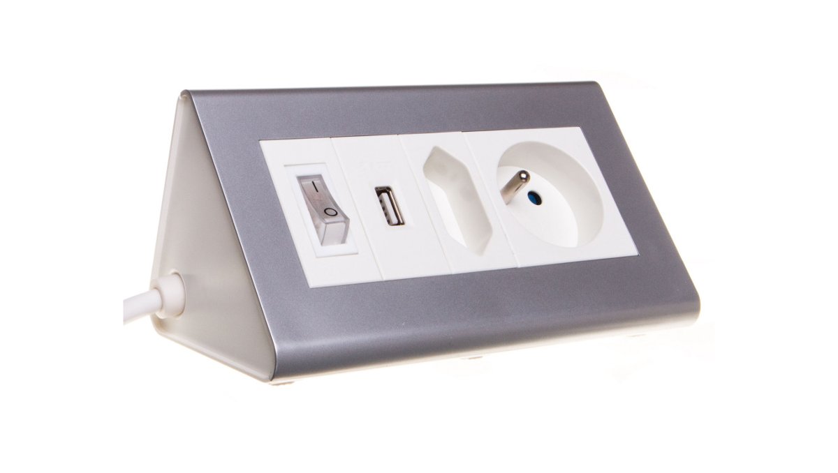 Orno Listwa zasilająca Orno Przedłużacz biurkowy z wyłącznikiem 1x2,5A + 1x16A + USB 5V OR-AE-1328