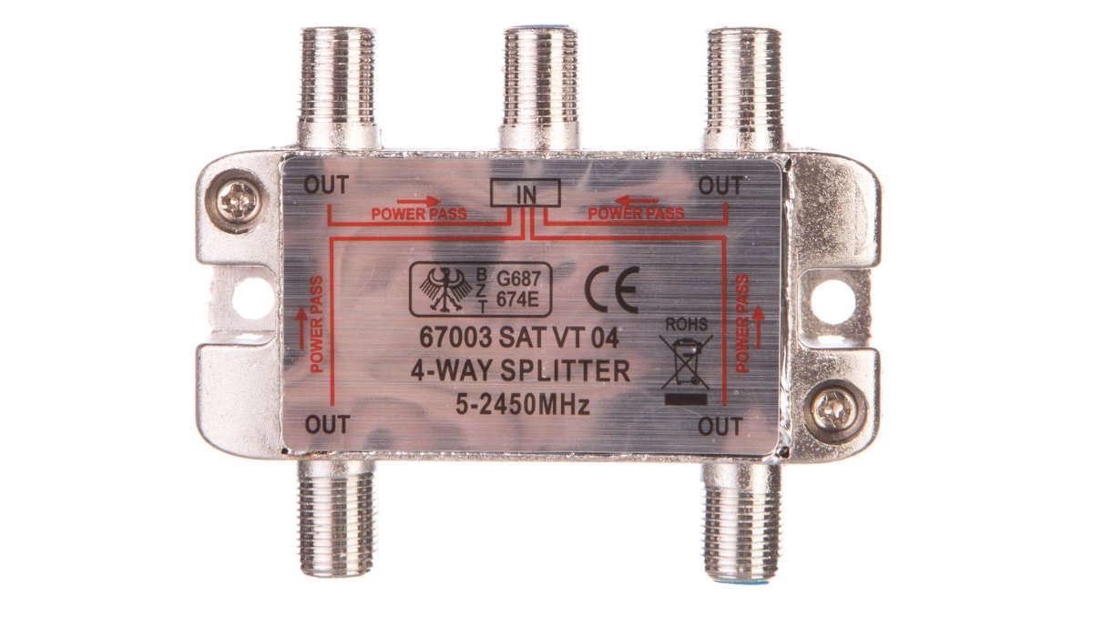 Goobay Rozdzielacz sygnału SAT splitter 1x F 4x F 5-2500MHz 67003 67003