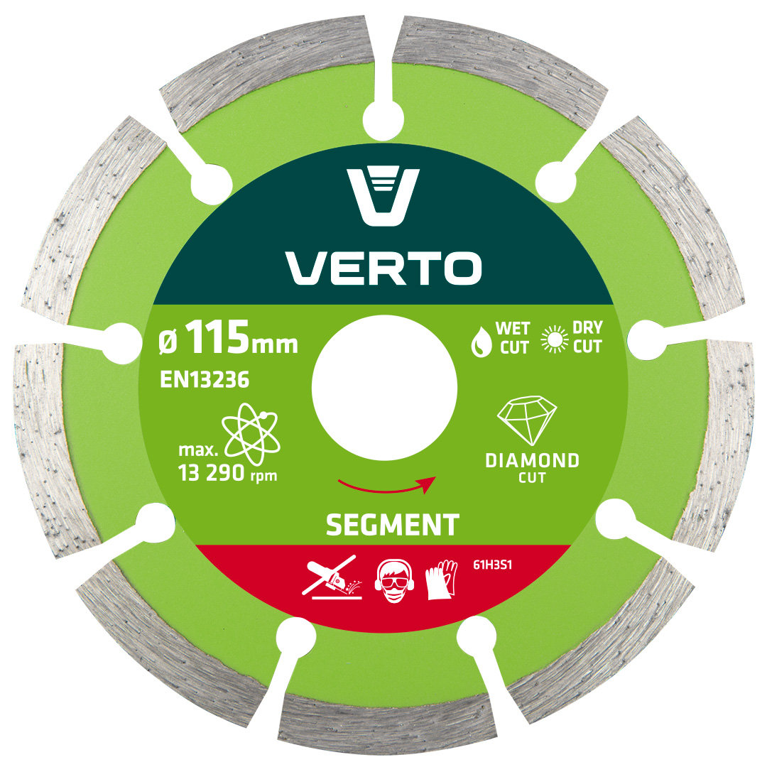 Verto Tarcza diamentowa 115mm, segmentowa, , 61H3S1