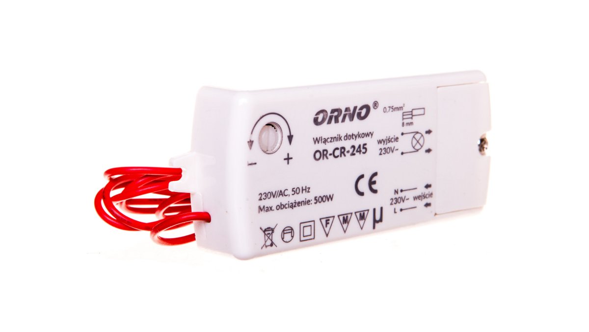 Orno Włącznik dotykowy 230V/50Hz, IP20, 500W, biały OR-CR-245