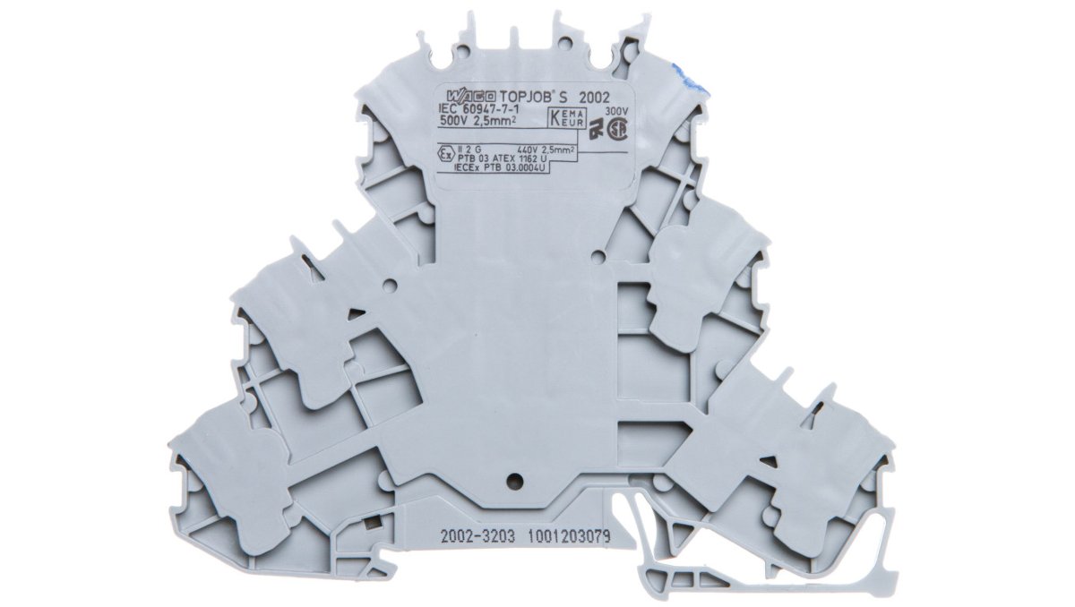 Wago Złączka szynowa 3-piętrowa 2,5mm2 L/L/N szara 2002-3203 TOPJOBS 2002-3203