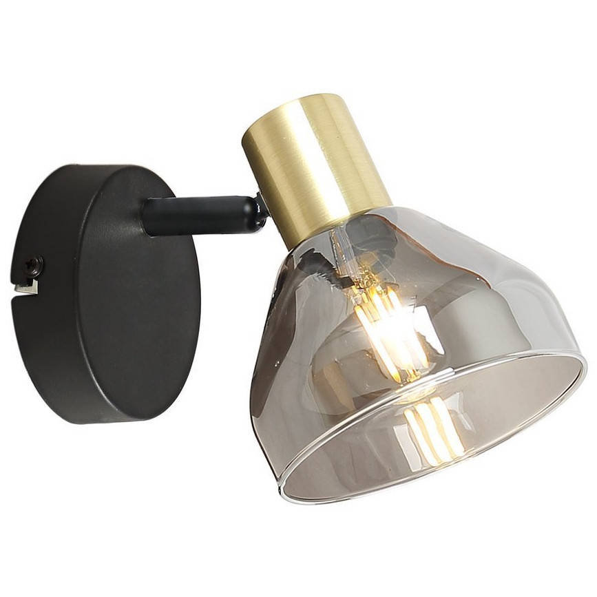 Candellux Kinkiet szklany czarny/złoty regulowany E14 40W Gregory 21-76724 21-76724