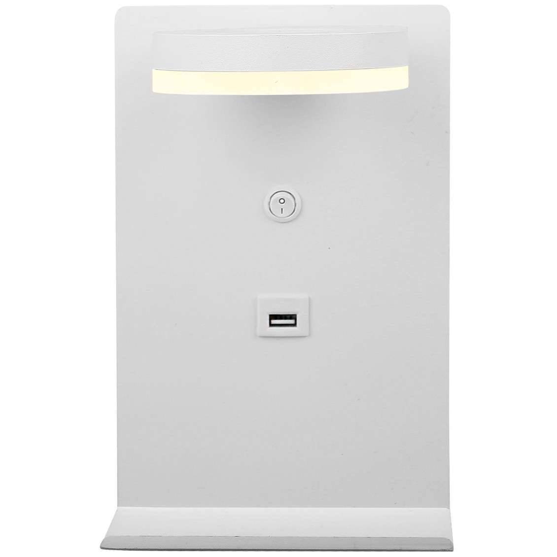 Candellux Lighting biały kinkiet LED z ładowarką USB COMPACT z półką do sypialni przy łóżku 21-76052