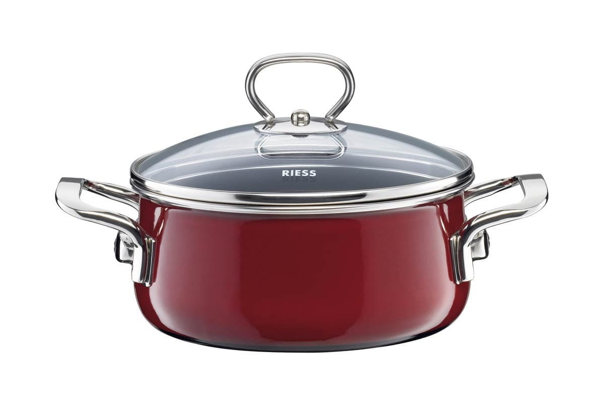Riess Garnek Niski Z Pokrywą 16cm Rosso R-0707-008