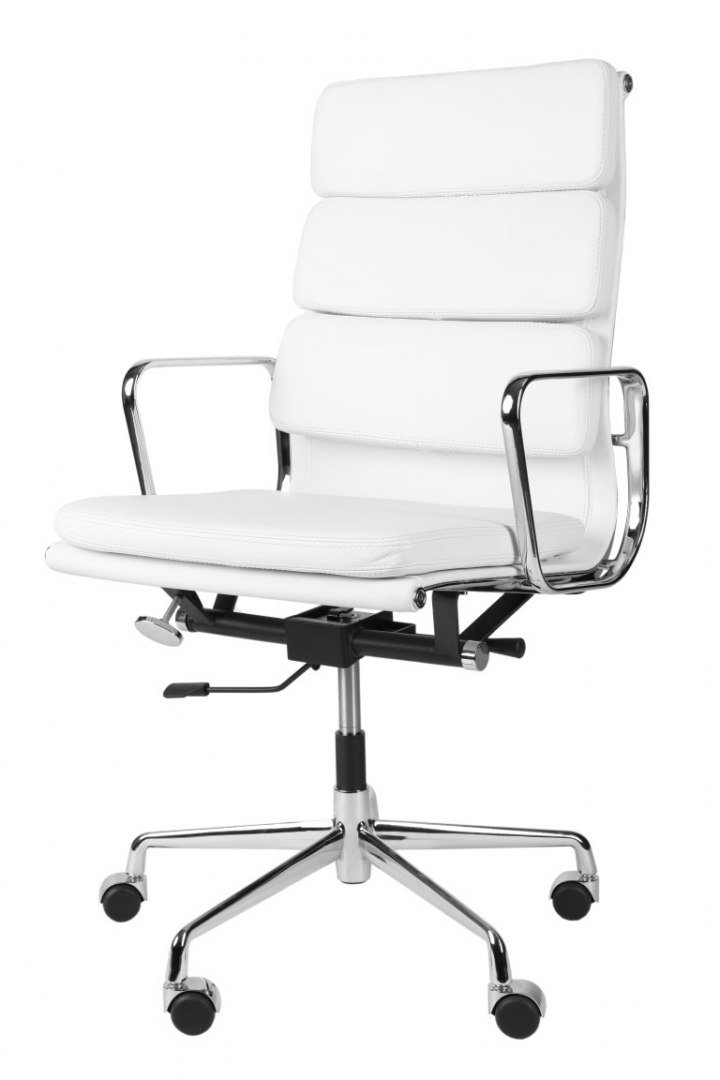 D2.Design CH Fotel biurowy inspirowany EA219 skóra 59x60 cm chrom/biały 27748
