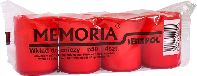 Wkłady do zniczy parafinowe BISPOL P50C 18H 4szt.
